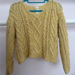 Sadie & Sage Yellow Cable Knit Crew Neck Sweater